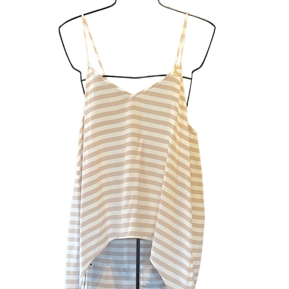 Mason Silk Striped Beige and White Women's Top